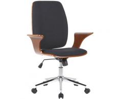 Fauteuil de bureau Burbank avec coque d'assise en bois Noyer/noir Tissu