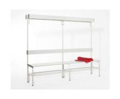 Banc pour vestiaire en inox, pour les douches et l'extérieur - h x p 1600 x 335 mm - L 2000 mm,