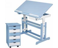 Bureau enfant avec caisson meuble bleu - Bleu