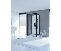 Cabine de douche carrée 70x70x230cm - extra blanc et profilé noir mat - LUNAR SQUARE 70