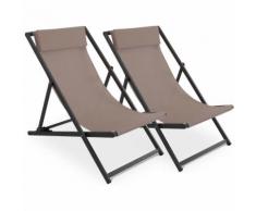 Chilienne pliante avec repose tête lot de 2, Palavas - Beige