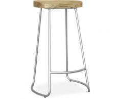 Tabouret de bar Industriel 76cm Adriel - Bois clair et métal Acier