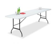 Table de Jardin Pliant Plastique Portable Valise Résistant Intempéries Camping Cadre Métal