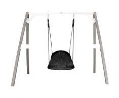 Portique en Bois Gris/blanc avec Balançoire - siège Nid Ovale