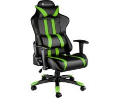 Tectake - Chaise Gamer RACING SPORT avec Coussins - Hauteur Réglable - Inclinable Pivotante Noir /
