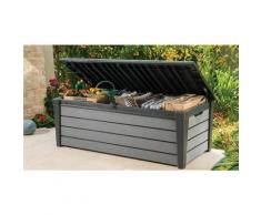 Coffre-Banc de jardin BROSSIUM - 455L - 145 x 70 x 60 cm - Gris