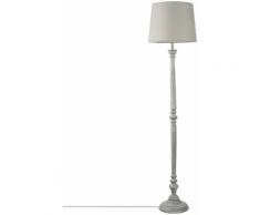 Atmosphera - Lampadaire design bois Leo - Diam 37 x 153 - Gris clair