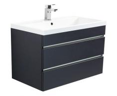 Meuble salle de bain Via 80 anthracite satiné avec tiroirs sans poignées