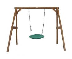 Portique en Bois Marron avec Balançoire - siège Nid Rond
