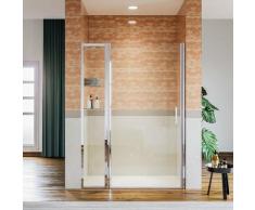 Sirhona - Porte de douche pivotante en niche avec paroi de supplémentaire fixe - 110 x 185 cm