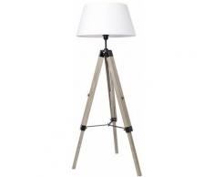 JEOBEST®Lampadaire trépied hauteur réglable 71-114 cm lampe de sol 40 W bois style nordique - blanc