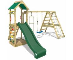 No_brand - WICKEY Aire de jeux Portique bois StarFlyer avec balançoire et toboggan vert Maison