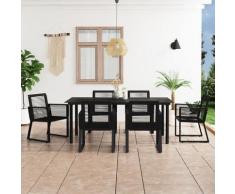 Salon de jardin 7 pcs Rotin PVC Noir