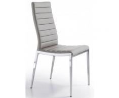 Chaise capitonnée design simili cuir et acier chromé Dina - Lot de 4 - Couleur Aqua 72 Gris foncé