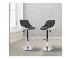 Tabouret de Bar Lot de 8 avec si豕ge rembourr谷,tabourets en Cuir Artificiel r谷glable,Noir Blanc