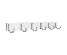 Barre avec 6 crochets en acier inoxydable Crochets pour peignoirs Porte-manteau mural Crochets