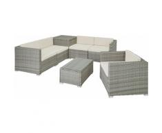Tectake - Canapé de jardin PISE 5 places avec coffre de rangement, variante 2 - table de jardin,
