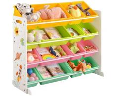 Songmics - Étagère pour jouets, Meuble de rangement pour enfant, Organisateur, avec 16 coffres