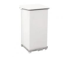Poubelle à pédale industrielle en tôle d'acier - peint époxy blanc RAL 9016 - capacité 90 l, h x l