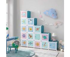 Songmics - Meuble de Rangement Enfant 16 Cubes, Armoire modulable avec Portes, Étagère en