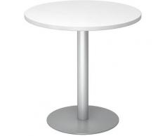 HAMMERBACHER Table de réunion Ø 800 mm - piétement argent - plateau blanc | VSTF08/W/S