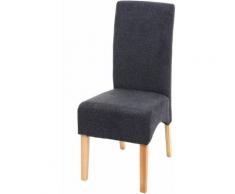 Chaise de salle à manger Latina, chaise de cuisine, tissu/textile ~ gris foncé, pieds clairs