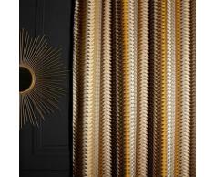 Rideau Tamisant 135 x 280 cm à Oeillets Jacquard Editeur Motif Géométrique Brun - Brun