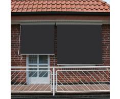 Store vertical enrouleur extérieur pour terrasse ou balcon - Blanc laqué - Gris anthracite - 1,8 x