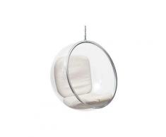 Fauteuil suspendu Popi Chair - Simili Cuir Ivoire Plexiglas, Faux cuir, Métal, Cuir, Plastique