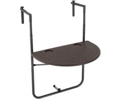 Outsunny - Table suspendue pour balcon pliable dim. 60L x 39l cm hauteur réglable 73-83H cm HDPE