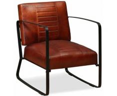 Fauteuil chaise siège lounge design club sofa salon de salon en cuir véritable marron