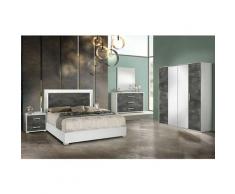 Altobuy - IZIA GRISE - Chambre 160x200cm + Armoire 4 Portes