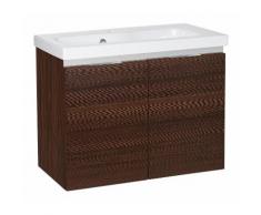 Meuble sous vasque avec vasque céramique EOLA - 2 portes - meleze marron 710x580x380mm