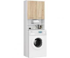 Étagère Salle De Bain Fin Colonne 2P Lave-Linge Blanc / Sonoma