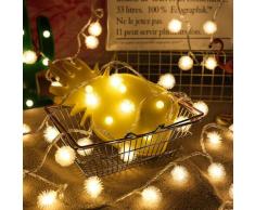 Blanc chaud LED Boule Poilu Guirlande Lumineuse Jardin Décoration De Jardin Jour De Noël Extérieur