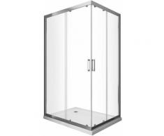 Douche de 6 mm angulaire rectangulaire avec profil chromé (receveur non inclu) - 70 x 100