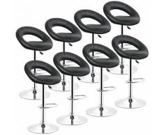 Oobest - Lot de 8 Tabouret de Bar en Simili-cuir Hauteur Réglable 85-105cm pour Bar Comptoir ou