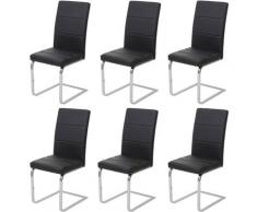 6x chaise de salle à manger HHG-493, chaise cantilever, chaise de cuisine, similicuir, chrome ~ noir