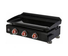 Plancha Silvia II G 3 feux Surface cuisson 67 x 34 cm - 3 brûleurs - Plaque acier émaillée - Grille