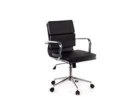 Chaise de bureau métallique à roulettes Fhöt Simili cuir Noir - Sklum