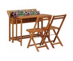 Table de balcon avec 2 chaises de bistro Bois d'acacia massif HDV29888 - Hommoo