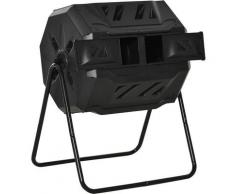 Composteur de jardin - bac à compost pour déchets - rotatif 360° - double chambre 160 L - acier PP