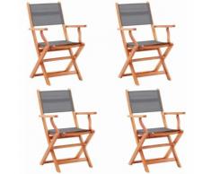 Chaises pliables de jardin 4 pcs Gris Eucalyptus et textilène