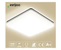 Oeegoo 18W Plafonnier LED Carré 28 CM, 1800LM Eclairage Salle de bain IP44 étanche, Lampe de