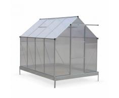 Serre de jardin CHENE en polycarbonate 5m² avec base, 2 lucarnes de toit, gouttière, Polycarbonate