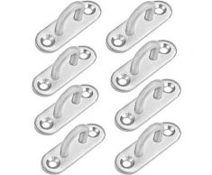 Plaque Oeillet Acier Inoxydable 8 Pcs - Oblong Crochet Métal Forme U Montage Mural et Plafond