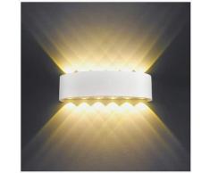 Abcrital - Applique Murale Interieur LED 12W Blanc Lampe Murale Moderne, IP65 Étanche appliques