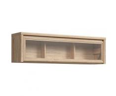 KASPIANO - Vitrine murale style moderne salon/chambre à coucher/d'ado - 143.5x40x30.5 - Chêne