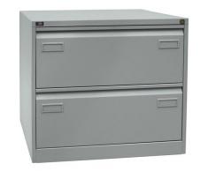 Bisley Classeur pour dossiers suspendus LIGHT, à 2 rangées, 2 tiroirs, format A4, argent | CDF2355