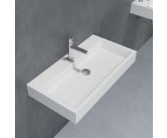 Vasque à poser ou lavabo à suspendre PB2143 en solide surface (Solid Stone) – blanc mat – 80 x 42 x